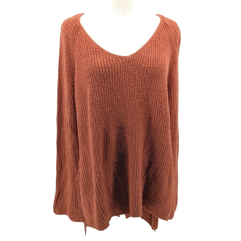 Miracle Rust Chunky Knit Sweater Bell Sleeve Oversized‎ Boho 2X